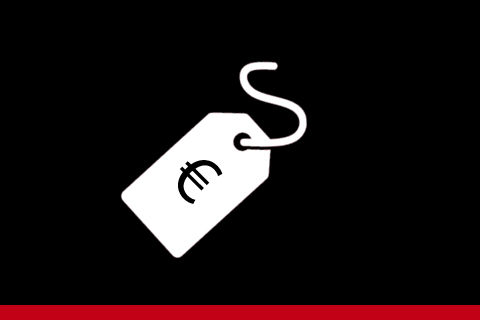 Icoon van prijskaartje met euroteken